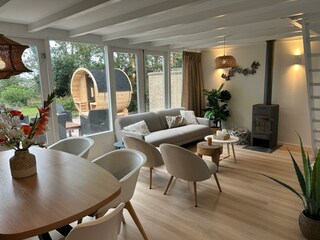 A cosy wood-burning stove for colder days.