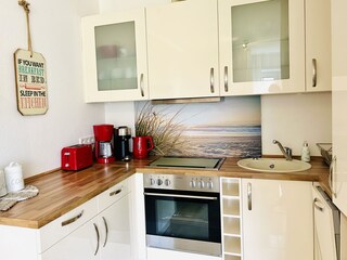 Well-equipped kitchen with fridge and dishwasher