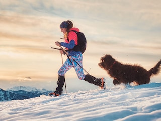 Schnee Wanderung mit Hund