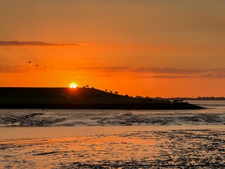 Sonnenuntergang über dem Deich