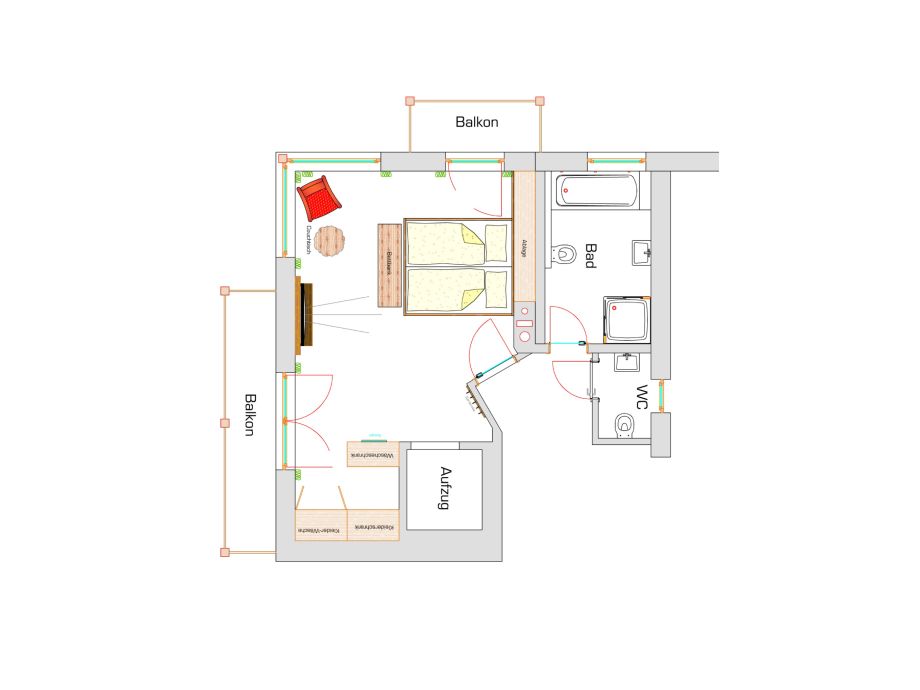 Und wohnzimmer schlafzimmer im obergeschoss mit ankleide und bergsicht