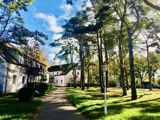 Blick in die gepflegte und naturnahe Ferienanlage