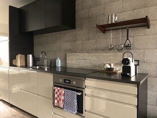 Kitchen with microwave