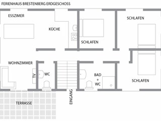 Grundriß Erdgeschoß des Ferienhauses Brestenberg