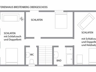 Grundriß Obergeschoß des Ferienhauses Brestenberg