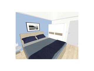 Schlafzimmer mit Doppelbett (180 x 200)