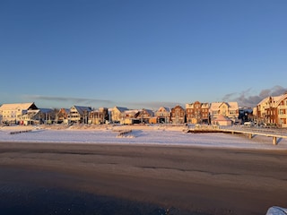 Promenade of Wyk on Föhr in the snow
