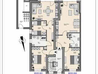 Grundriss EG Wohnung 001 + 002