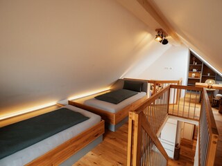 Schlafbereich in der Galerie (2x 1,00m Bett)