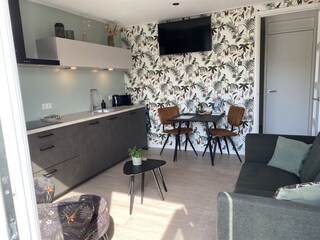 Keuken met inductieplaat, vaatwasser, combimagnetron.