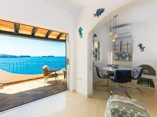 Living room and terrace with view