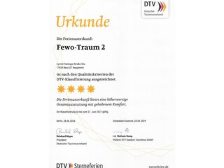 Urkunde 4-Sterne Klassifizierung