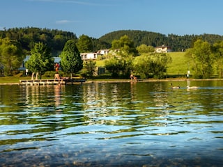Blick vom See auf Almenland Apartment Passail