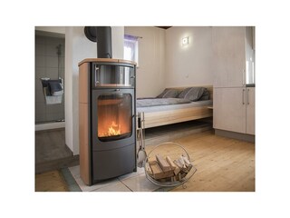 Kamin und Schlafzimmer im Panoramahäuschen