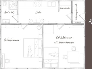 Grundriss Apartment-Elfer