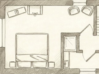 Schlafzimmer 1 und Teil vom Bad