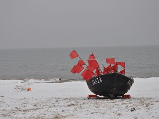 Fischerboot im Winter