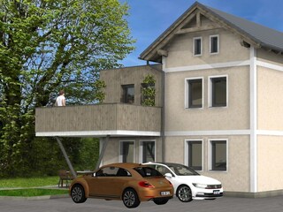 Außenansicht mit großzügigem Balkon