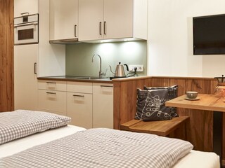 Küchen- und Essbereich im Studio Bergfreund