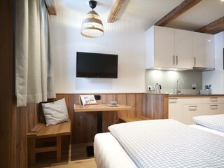 Küchen- und Essbereich im Studio Bergfreund1