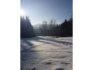 Blick auf Berg Rusel mit Golfplatz