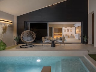 Private Pool in Villa Amoreta at night
