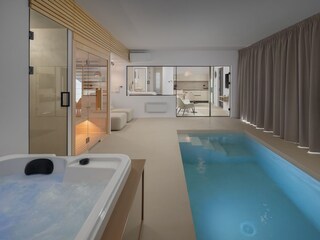 Wellnessbereich mit Whirlpool, Sauna und Innenpool