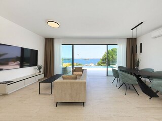 Modern living and dining area, TV, terrace, Villa D3