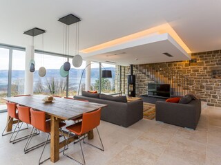 Modern spacious dining room in villa