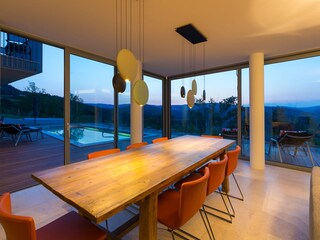 Dining area with a view of Villa Akazija in Buzet
