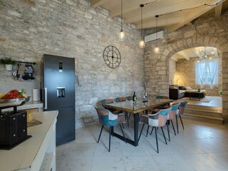 Kitchen and dining area in Villa near Pula