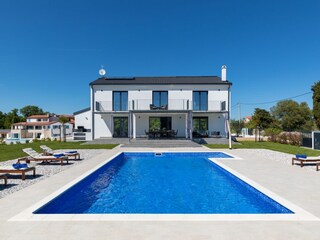 Big modern villa with private pool and sun loungers