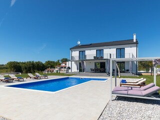 Big modern villa with private pool and sun loungers