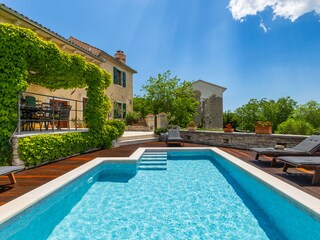 Crystal-clear private pool at family villa in Istria