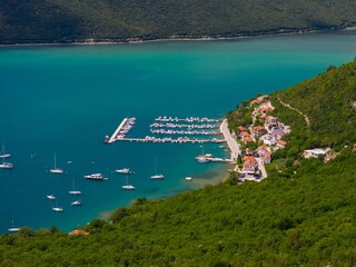 Trget harbour & turquoise Adriatic bay near Villa Gelci