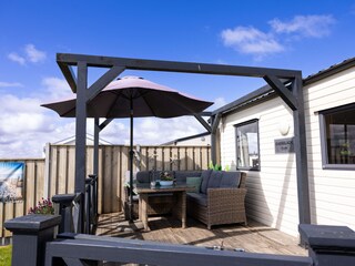 Terras met parasol