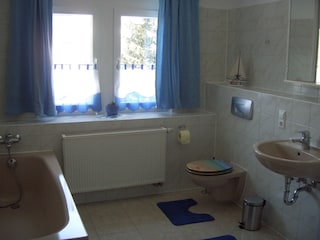 großes Bad mit Wanne und Dusche