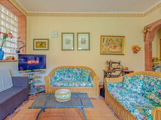 Living room with Netflix and rattan sofas