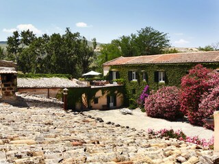 Authentic Sicilian courtyard with flowering garden