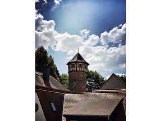 Schwarzer Adler-Blick auf die Stadtbefestigung