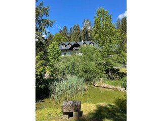 Haus mit See im Sommer