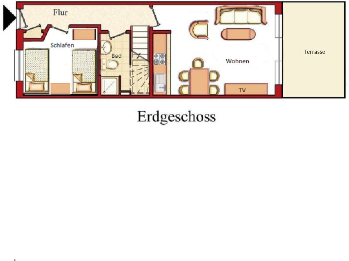 Erdgeschoss unseres Ferienhauses "viel meer"