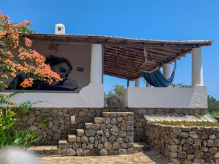 Artistic facade with hammock