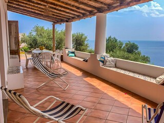 Panoramic view of Vulcano and sea