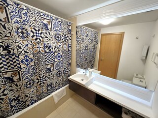 Modern bathroom with bathtub