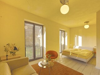 Room with a view - lake apartment living/bed room