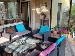 Wintergarten mit Kamin