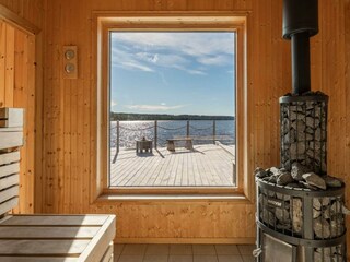 Blick auf den See von der Sauna