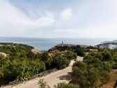 View on the sea and the old town Vrbnik