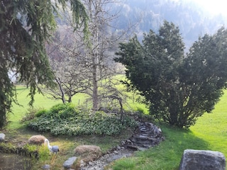 Teich mit kleinem Bachlauf